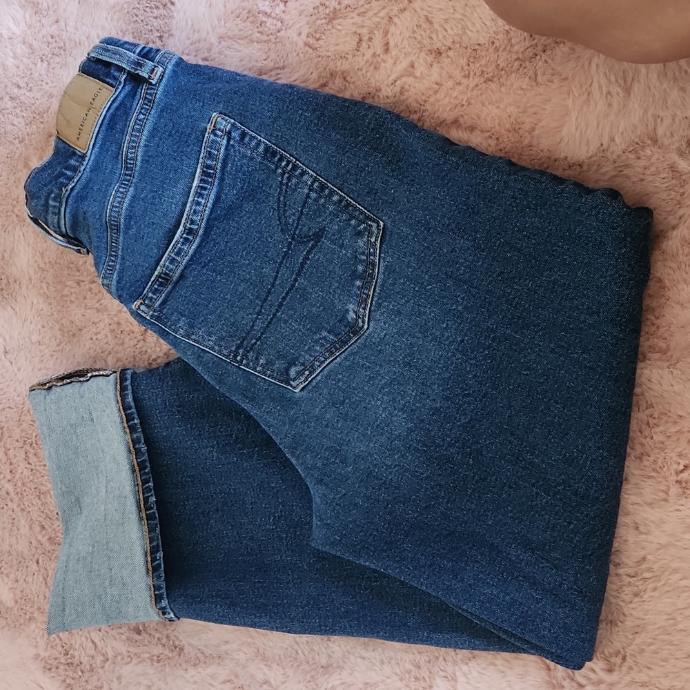 American Eagle Outfitters Deepest Azure Super High-waisted Baggy Straight Jeans - Picture 4 of 5